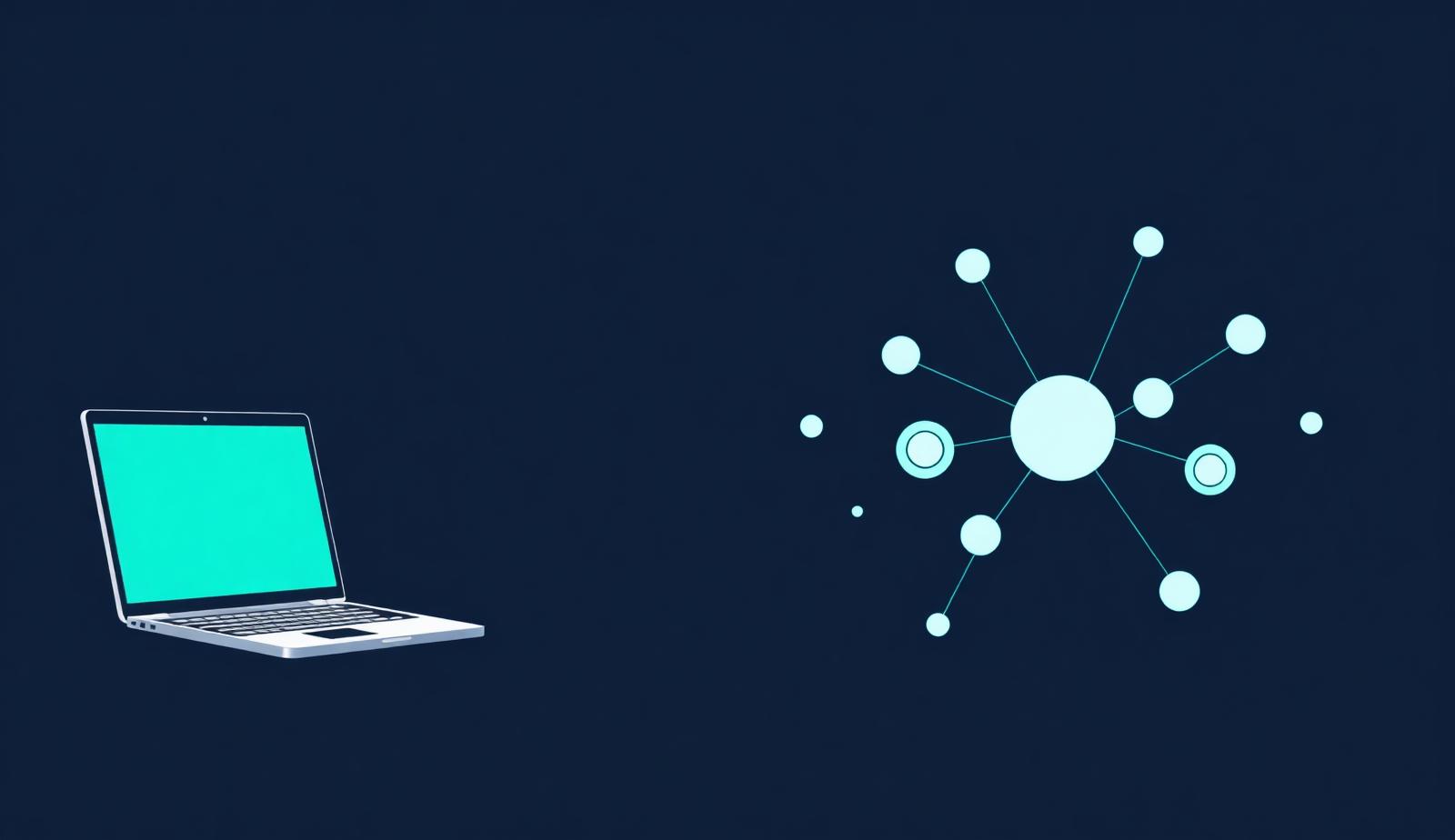 Shipped app on a laptop connected to a network of operations nodes representing brand, marketing, and customer feedback